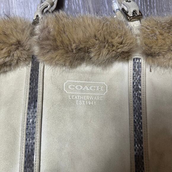 Coach Limited Edition Fox Fur Suede Tote Bag - Picture 4 of 9